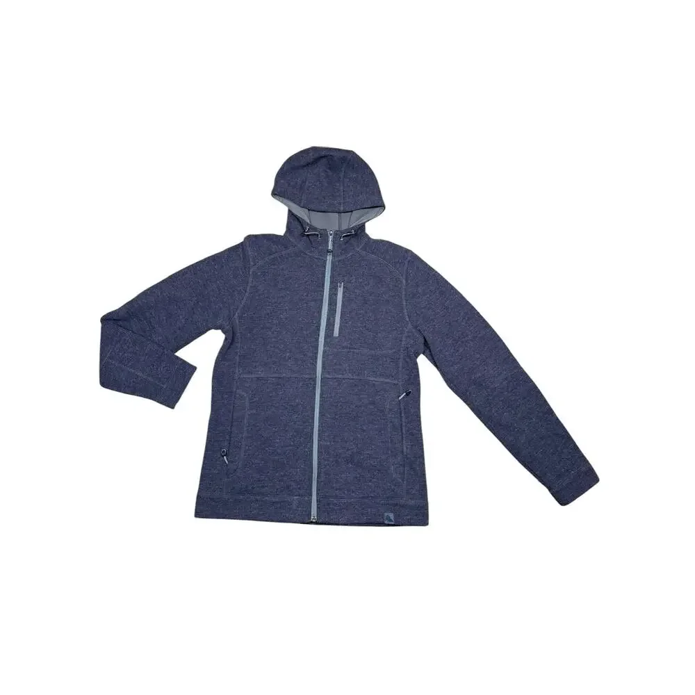 L.L.Bean Purple Gray Wool Tek Full-Zip Fleece Lined Hooded Jacket Men's Small